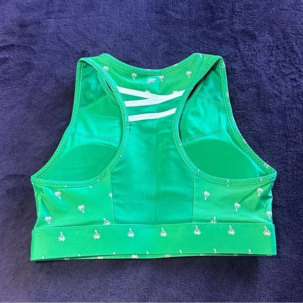 Fabletics Green Palm Print Sports Bra & Biker Short Set Sz M | NWOT - Picture 10 of 14